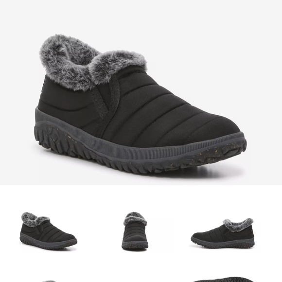 Minnetonka Shoes - Minnetonka Black and Gray Fur-Lined Slippers